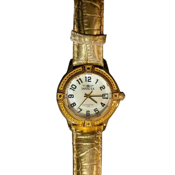 Invicta Gold Leather Watch - Picture 1 of 8